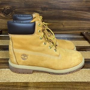 Timberland Premium 6-inch Waterproof  Wheat Nubuck Youth's US 7